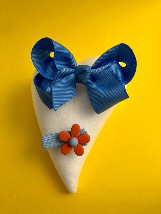 Bows with small flower clip set